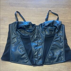 Chic Black Leather Crop Top